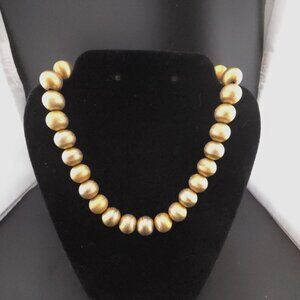 Napier Gold Chunky Beaded Necklace Elegant Brushed Vintage Statement 17"